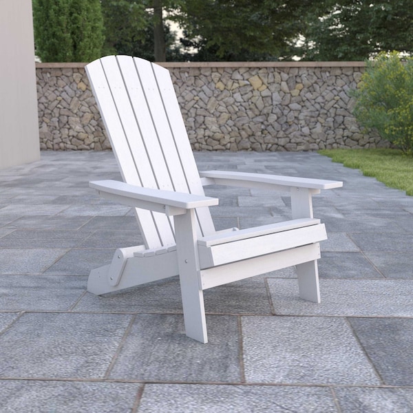 Flash Furniture All-Weather Folding Adirondack Chair in White JJ-C14505-WH-GG - main